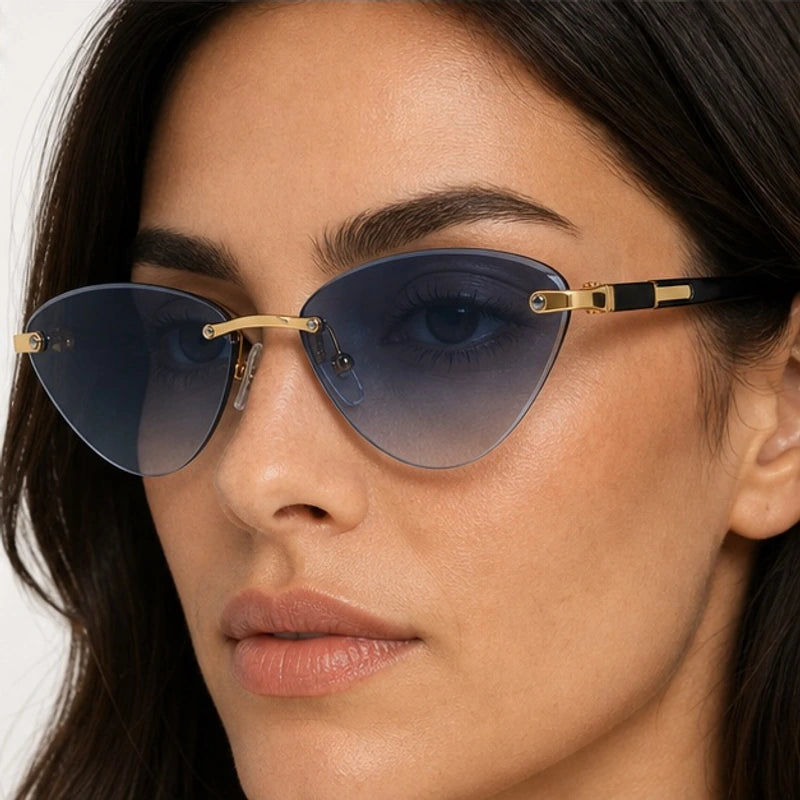 Calista Rimless Cat-Eye Shades - Denim - cat-eye sunglasses - Eric Muller - Image 3