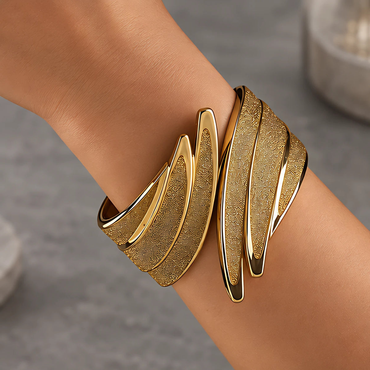 Calivelle Women's Glitter Cuff Bracelet - Double Gold - Jewelry > Bracelets > Cuff Bracelets - Eric Muller - Image 1