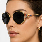 Callista Oversized Round Shades - Noir - oversized sunglasses - Eric Muller - Image 3