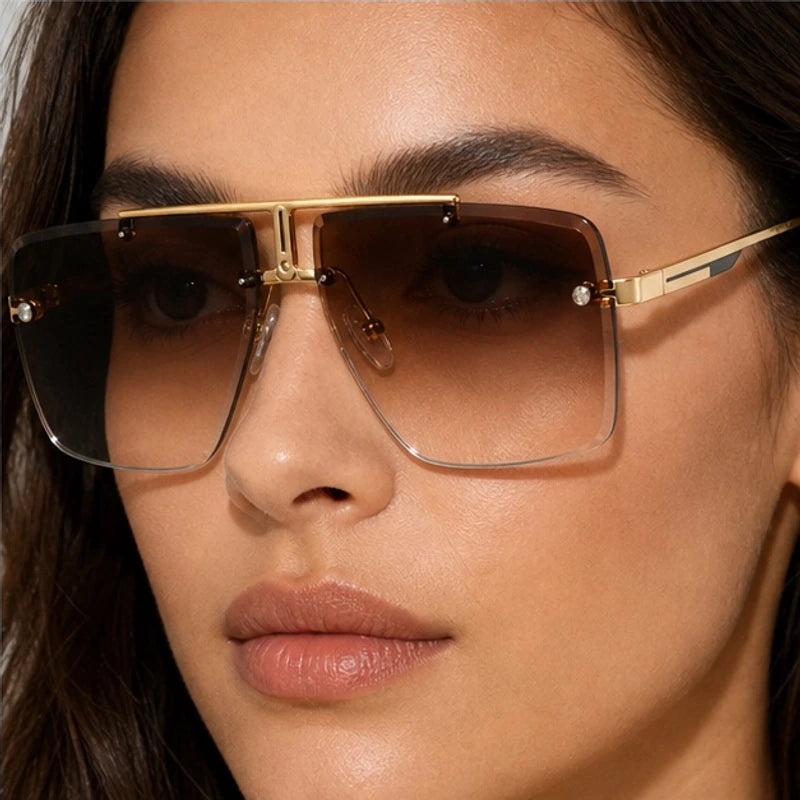 Calvar Rimless Shades - Amber - oversized sunglasses - Eric Muller - Image 4