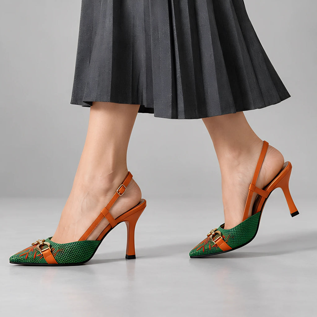 Calvera Embroidered Pointed-Toe Slingback Pumps - Emerald - Shoes - Eric Muller - Image 2