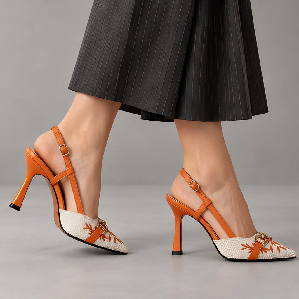 Calvera Embroidered Pointed-Toe Slingback Pumps - Natural - Shoes - Eric Muller - Image 2