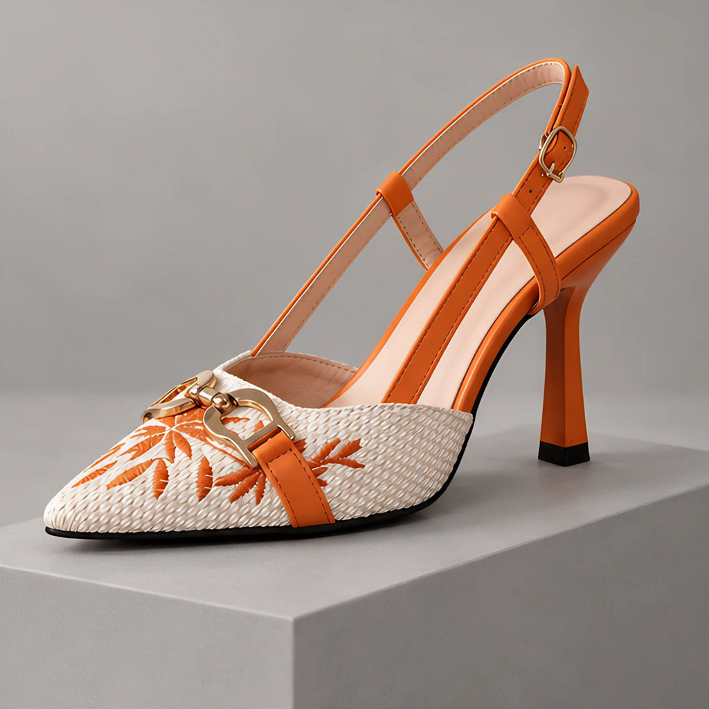 Calvera Embroidered Pointed-Toe Slingback Pumps - Natural - female - Eric Muller - Image 4