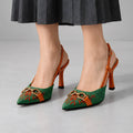 Calvera Embroidered Pointed-Toe Slingback Pumps - Emerald - Women's Footwear > Heels > Slingback Heels - Eric Muller - Image 3