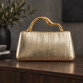 Capri Women's Structured Leather Handbag - Leopard-Gold - Bags & Accessories > Handbags > Top Handle Handbags - Eric Muller - Image 2