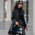 Capri Women's Structured Leather Handbag - Black - Bags & Accessories > Handbags > Top Handle Handbags - Eric Muller - Image 1