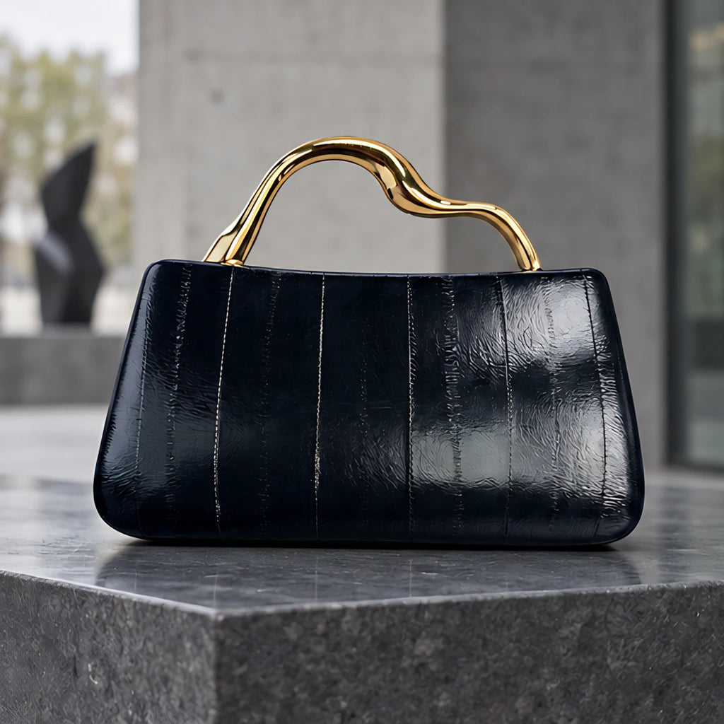 Capri Women's Structured Leather Handbag - Black - Bags & Accessories > Handbags > Top Handle Handbags - Eric Muller - Image 2