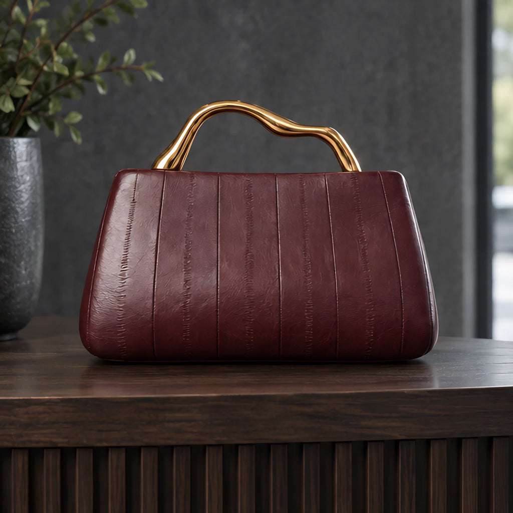 Capri Women's Structured Leather Handbag - Wine Red - Bags & Accessories > Handbags > Top Handle Handbags - Eric Muller - Image 2