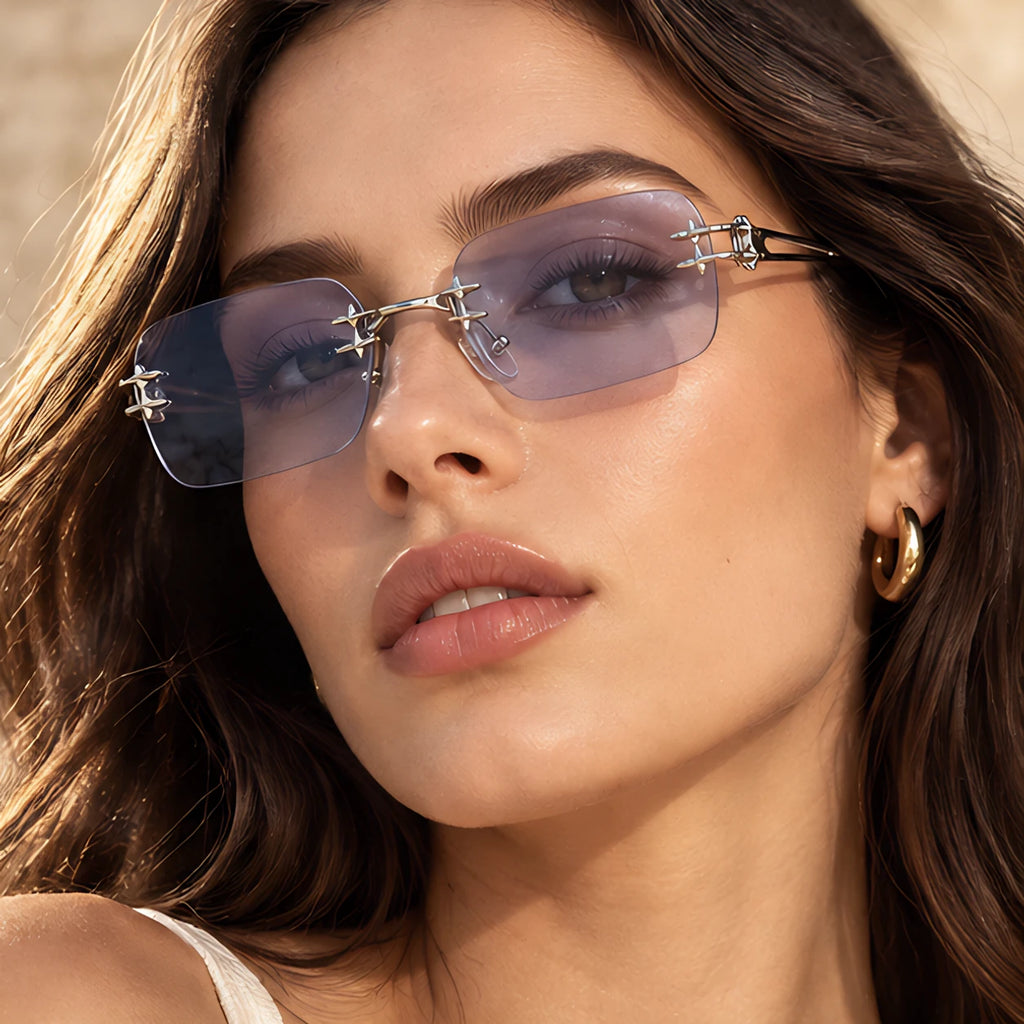 Cassia Women's Square Rimless Sunglasses - Silver - Accessories > Sunglasses > Rimless Square Sunglasses - Eric Muller - Image 3