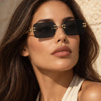 Cassia Women's Square Rimless Sunglasses - Black - Accessories > Sunglasses > Rimless Square Sunglasses - Eric Muller - Image 3