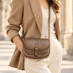 Celestine Women's Equestrian Saddle Crossbody Bag - Khaki - Women's Accessories > Bags > Crossbody Bags - Eric Muller - Image 1