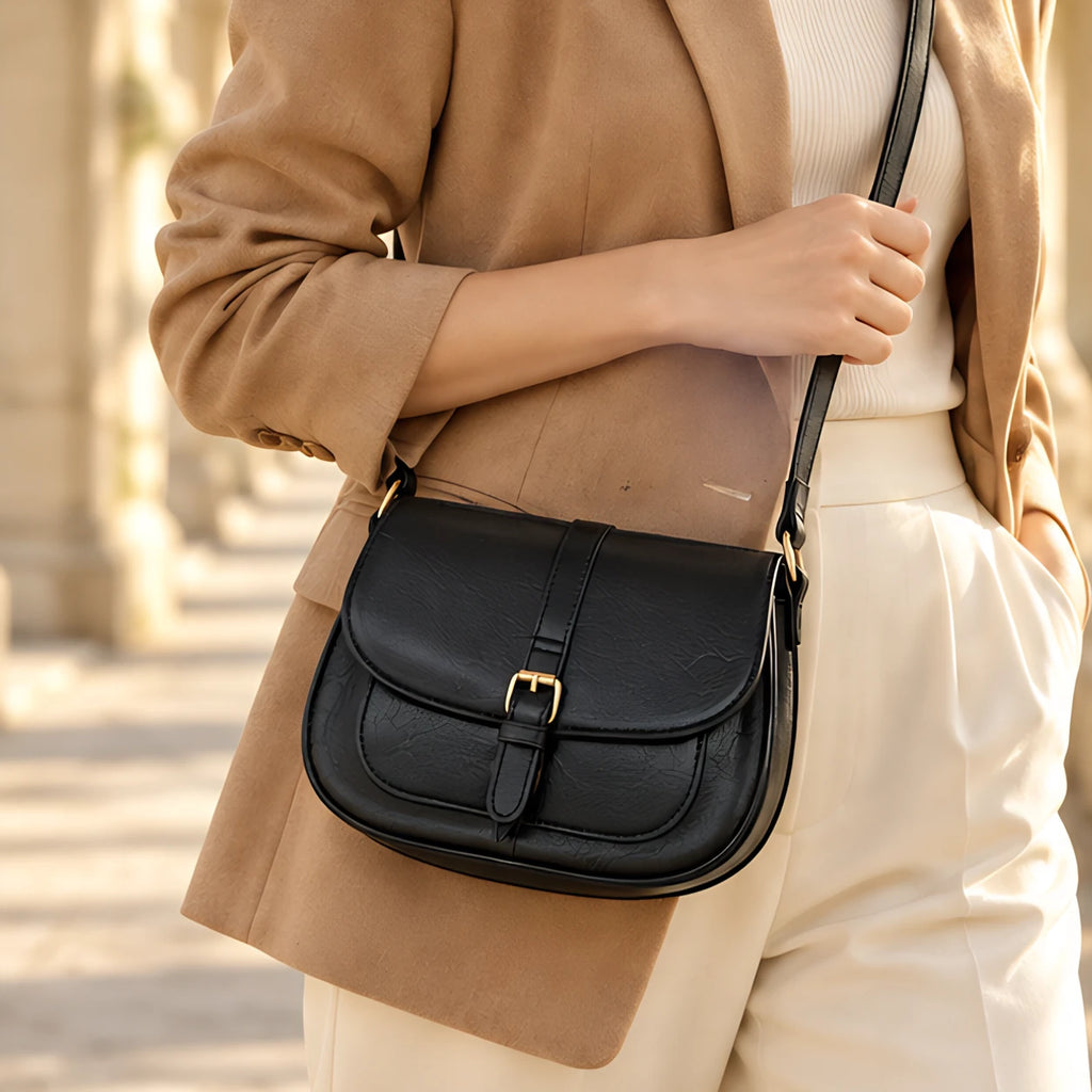 Celestine Women's Equestrian Saddle Crossbody Bag - Black - Women's Accessories > Bags > Crossbody Bags - Eric Muller - Image 1