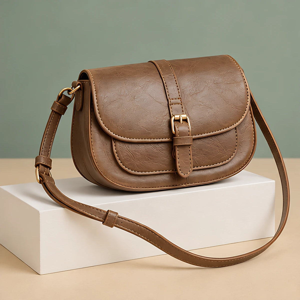 Celestine Women's Equestrian Saddle Crossbody Bag - Khaki - Bag Accessories | Woman - Eric Muller - Image 3