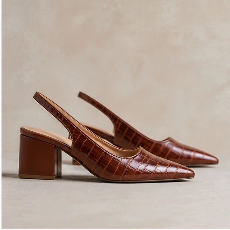 Clarice Women's Orthopedic Arch-Support Heels - Brown - Women's Footwear > Orthopedic Slingback Block Heels - Eric Muller - Image 1