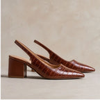 Clarice Women's Orthopedic Arch-Support Heels - Brown - Women's Footwear > Orthopedic Slingback Block Heels - Eric Muller - Image 1