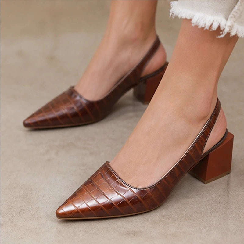 Clarice Women's Orthopedic Arch-Support Heels - Brown - Women's Footwear > Orthopedic Slingback Block Heels - Eric Muller - Image 3
