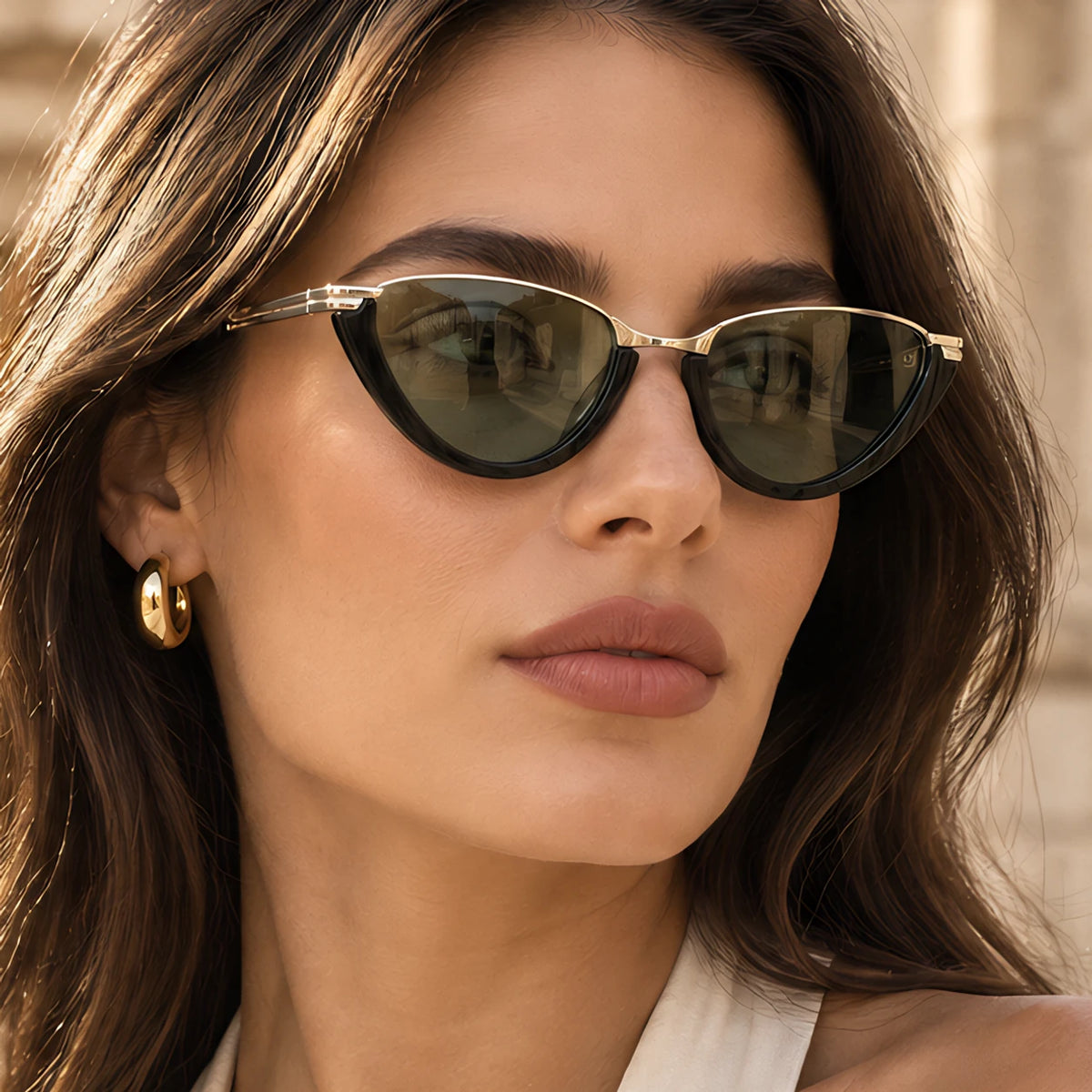 Claudine Women's Cat-Eye Sunglasses - Green - female - Eric Muller - Image 3