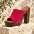 Clio Women's Studded Platform Mules - Rosewood - Women's Footwear > Sandals > Platform Sandals - Eric Muller - Image 1
