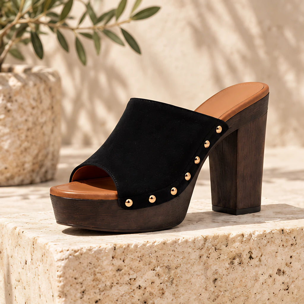 Clio Women's Studded Platform Mules - Noir - Women's Footwear > Sandals > Platform Sandals - Eric Muller - Image 1