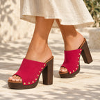 Clio Women's Studded Platform Mules - Rosewood - sandals - Eric Muller - Image 4