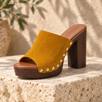 Clio Women's Studded Platform Mules - Marigold - Women's Footwear > Sandals > Platform Sandals - Eric Muller - Image 1