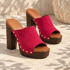 Clio Women's Studded Platform Mules - Rosewood - heels - Eric Muller - Image 2