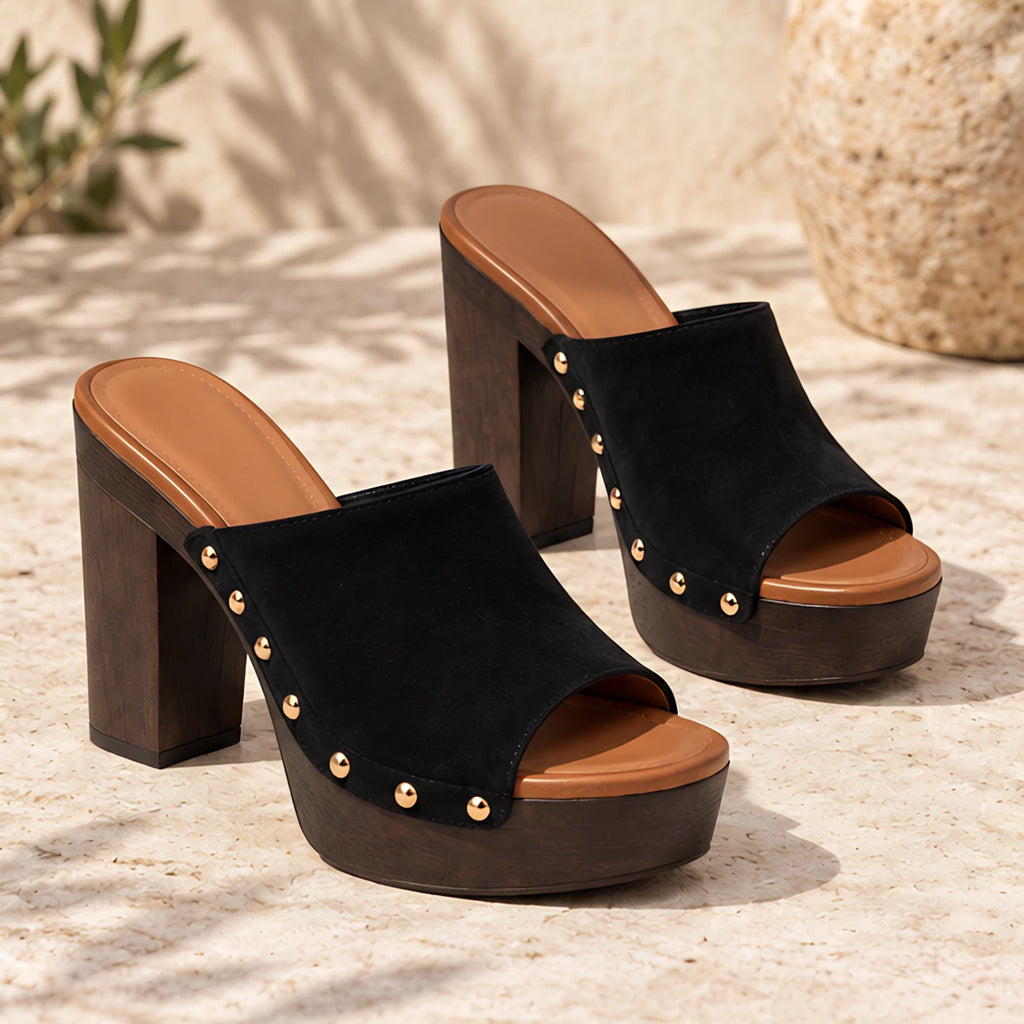 Clio Women's Studded Platform Mules - Noir - heels - Eric Muller - Image 2