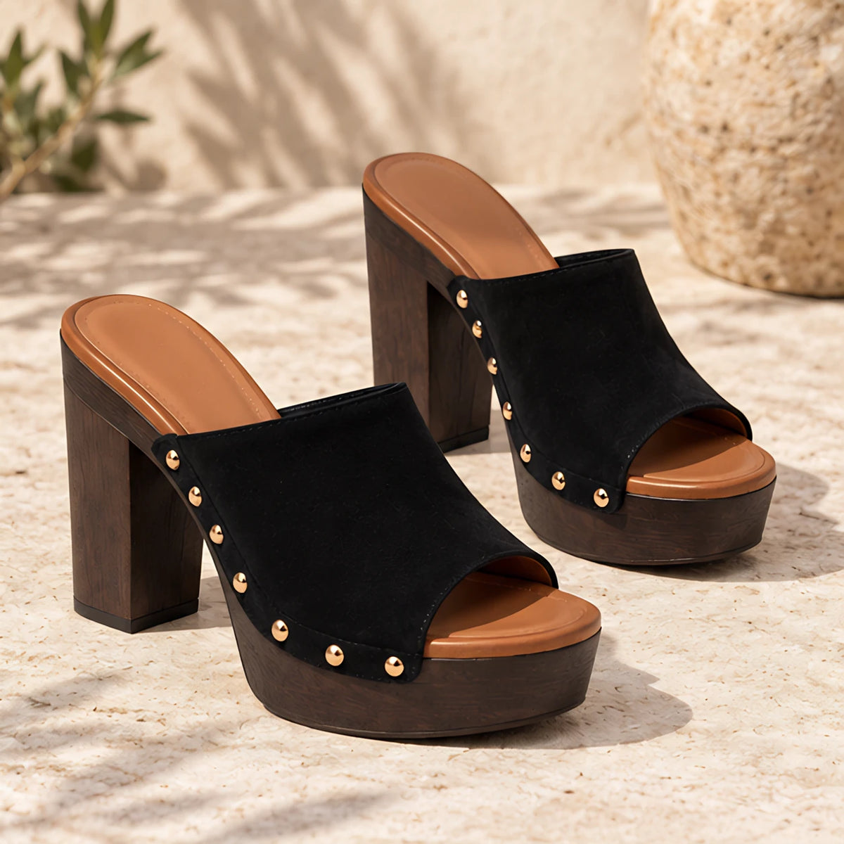 Clio Women's Studded Platform Mules - Noir - heels - Eric Muller - Image 2
