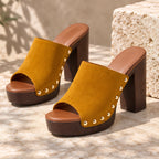 Clio Women's Studded Platform Mules - Marigold - heels - Eric Muller - Image 2