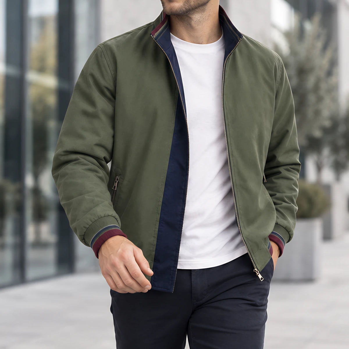 Conrad Men's Reversible Harrington Jacket - Military Green - Catalog Group: Clothing - Eric Muller - Image 2