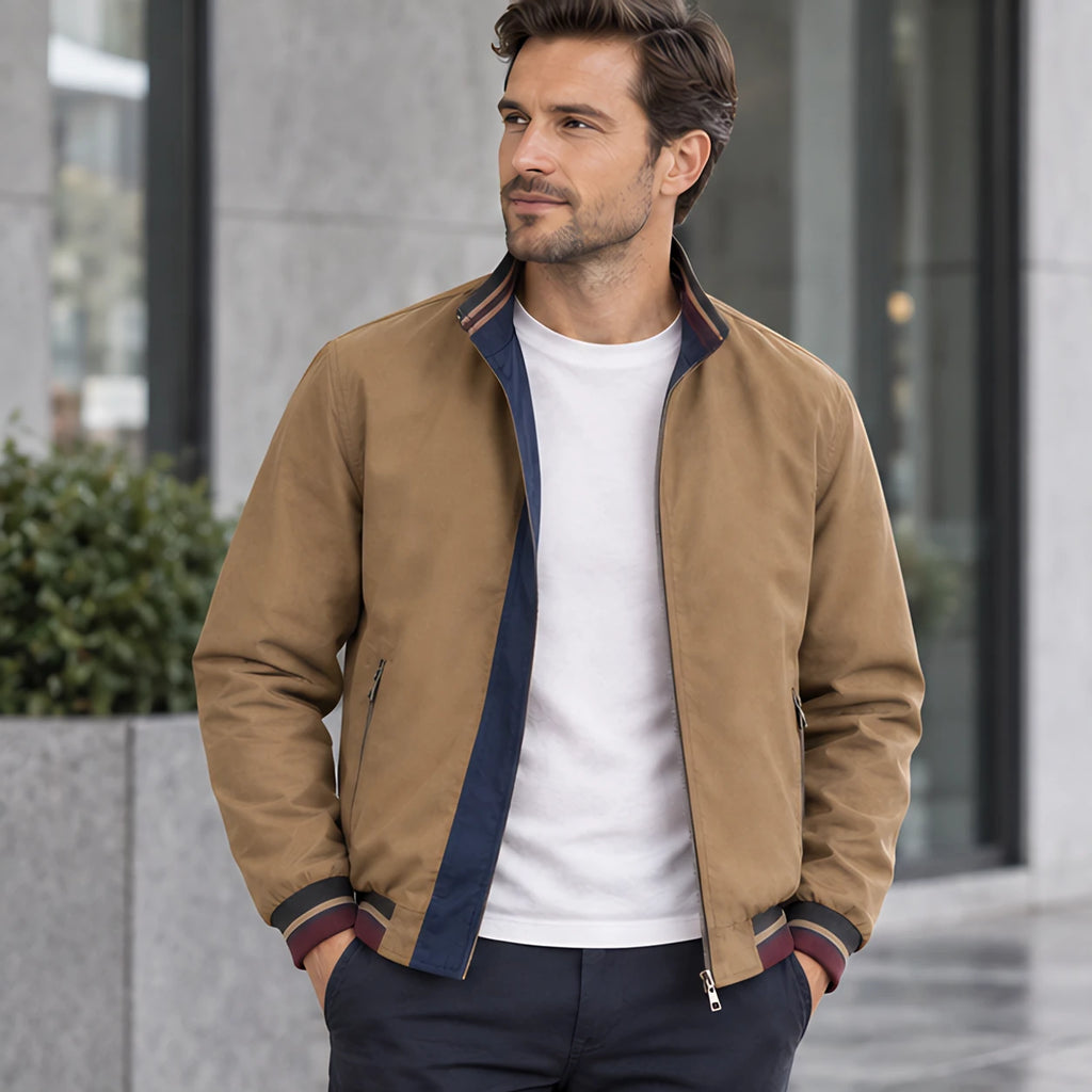Conrad Men's Reversible Harrington Jacket - Khaki - Men's Clothing > Outerwear > Reversible Bomber Jackets - Eric Muller - Image 1