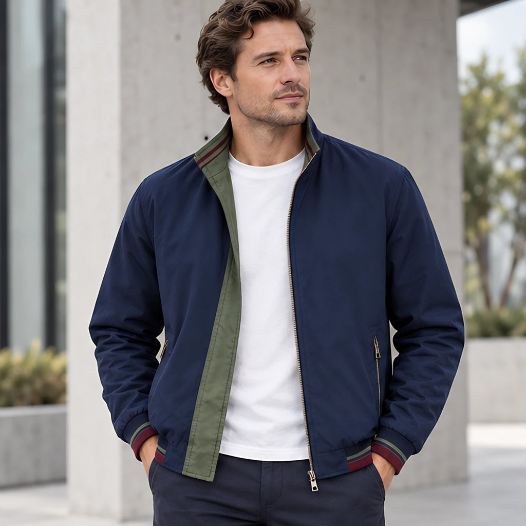 Conrad Men's Reversible Harrington Jacket - Blue - Men's Clothing > Outerwear > Reversible Bomber Jackets - Eric Muller - Image 1
