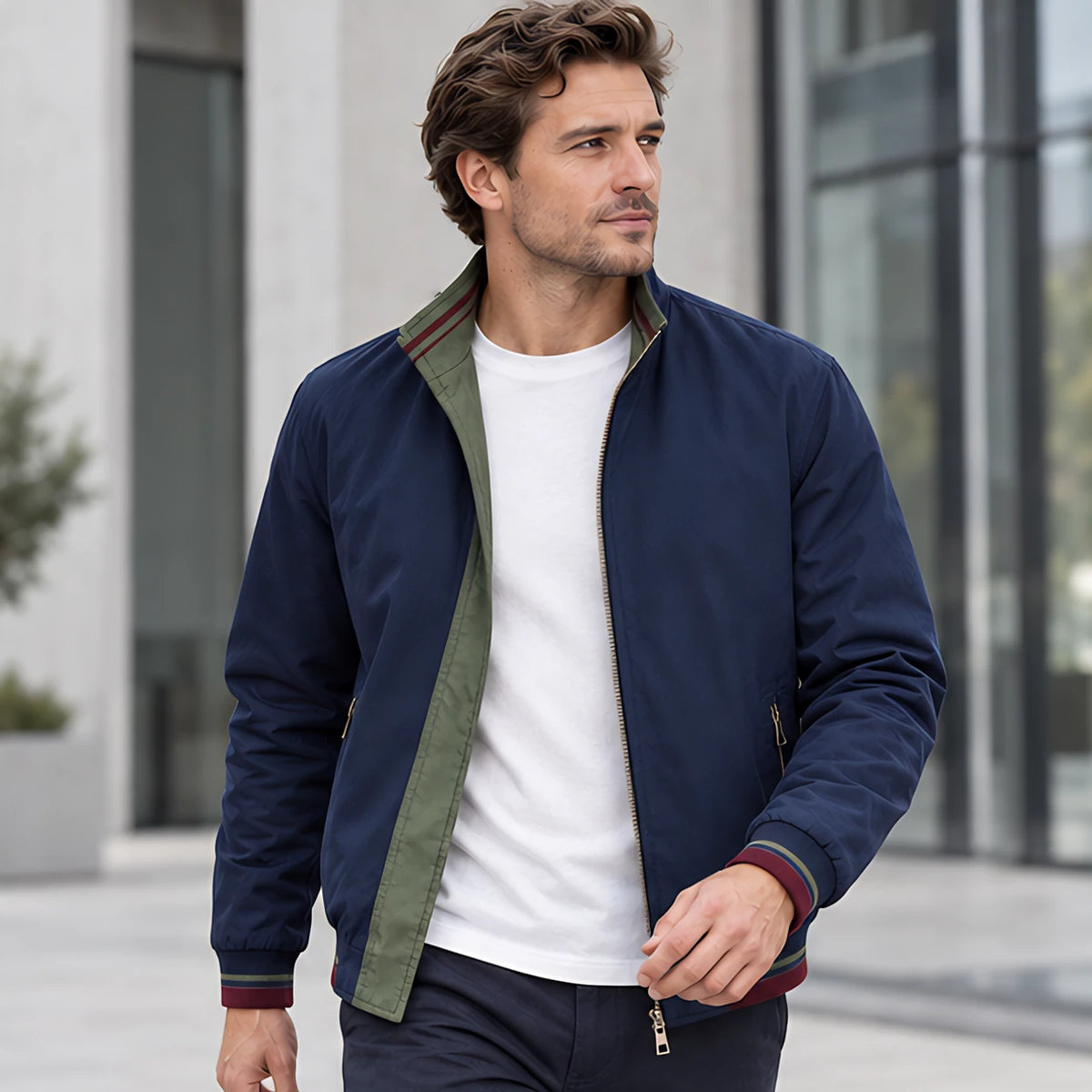Conrad Men's Reversible Harrington Jacket - Blue - Catalog Group: Clothing - Eric Muller - Image 2