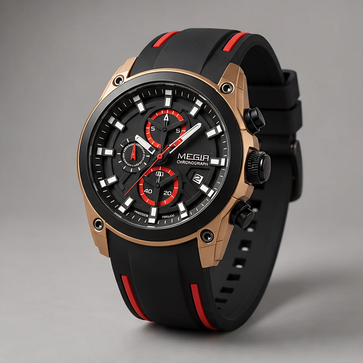 Corvello Men's Chronograph Watch 49mm - Crimson - Accessories > Watches > Chronograph Watches - Eric Muller - Image 1