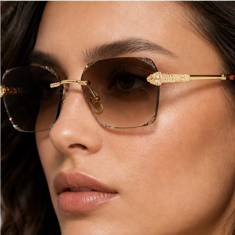 Cressida Rimless Shades - Mocha - rectangular frames - Eric Muller - Image 4