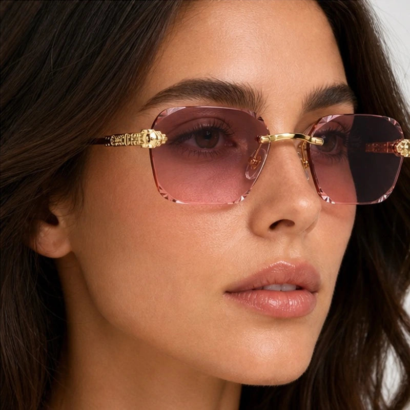 Cressida Rimless Shades - Blush - rectangular frames - Eric Muller - Image 4