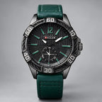 Dalston Men's 44mm Round Dial Watch with Genuine Leather Band - Green - apparel - Eric Muller - Image 2