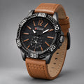 Dalston Men's 44mm Round Dial Watch with Genuine Leather Band - Brown - Accessories > Watches > Leather Band Analog Watches - Eric Muller - Image 1