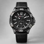 Dalston Men's 44mm Round Dial Watch with Genuine Leather Band - Black - apparel - Eric Muller - Image 2
