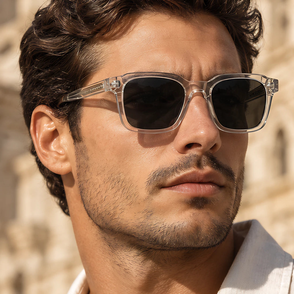 Dante Chunky Full-Rim Square Sunglasses - Clear - tinted lenses - Eric Muller - Image 3