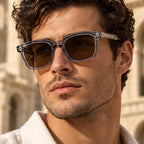 Dante Chunky Full-Rim Square Sunglasses - Gray - tinted lenses - Eric Muller - Image 3