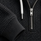 Darrow Men's Waffle-Knit Half-Zip Hoodie - Black - hoodie - Eric Muller - Image 3