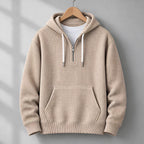 Darrow Men's Waffle-Knit Half-Zip Hoodie - Khaki - Clothing > Tops > Hoodies > Half-Zip Hoodies - Eric Muller - Image 1