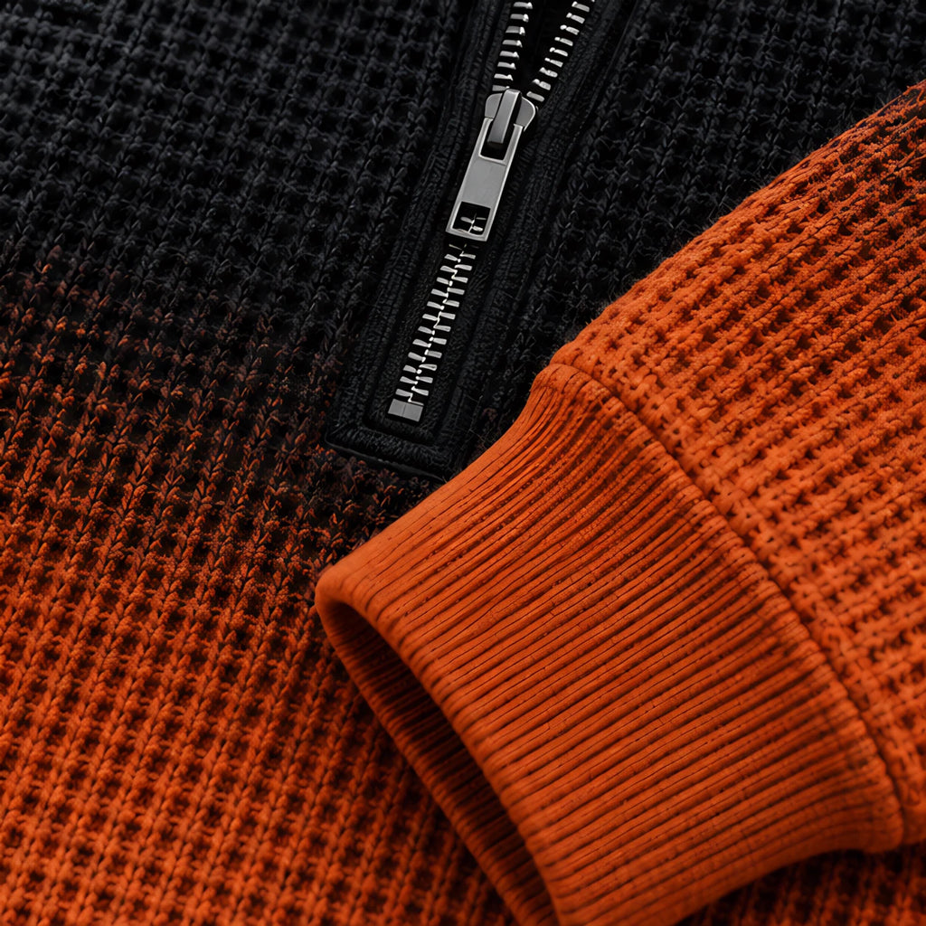 Darrow Men's Waffle-Knit Half-Zip Hoodie - Orange - hoodie - Eric Muller - Image 3