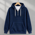 Darrow Men's Waffle-Knit Half-Zip Hoodie - Navy - Clothing > Tops > Hoodies > Half-Zip Hoodies - Eric Muller - Image 1