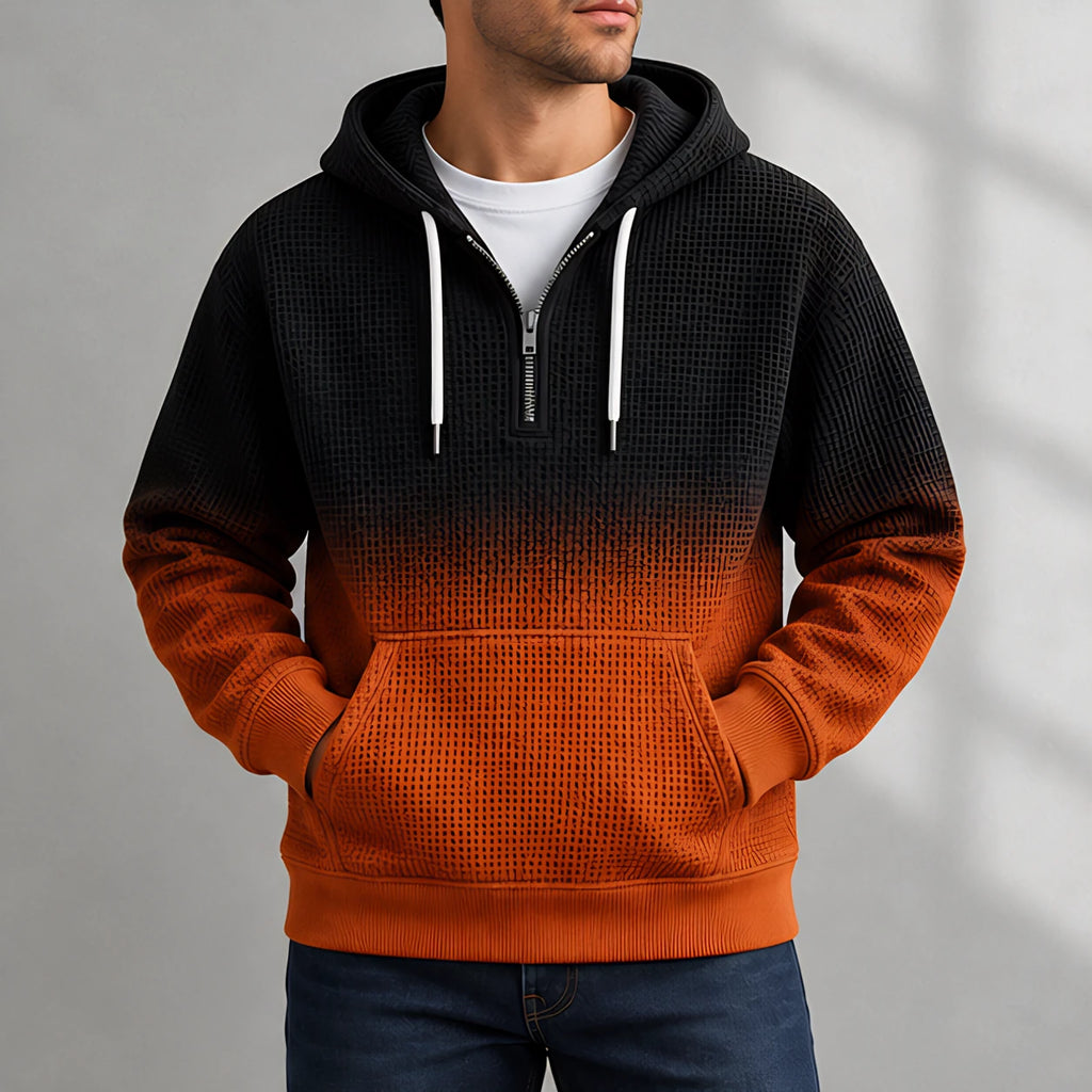 Darrow Men's Waffle-Knit Half-Zip Hoodie - Orange - Clothing > Tops > Hoodies > Half-Zip Hoodies - Eric Muller - Image 2