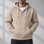 Darrow Men's Waffle-Knit Half-Zip Hoodie - Khaki - Clothing > Tops > Hoodies > Half-Zip Hoodies - Eric Muller - Image 2