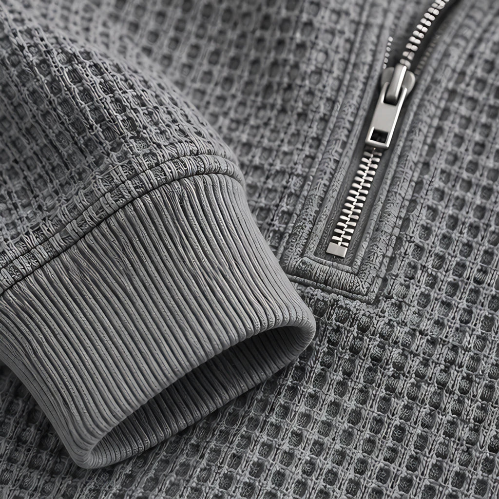 Darrow Men's Waffle-Knit Half-Zip Hoodie - Gray - hoodie - Eric Muller - Image 3