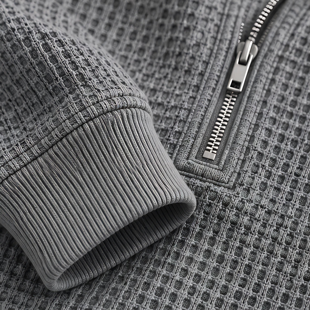 Darrow Men's Waffle-Knit Half-Zip Hoodie - Gray - hoodie - Eric Muller - Image 3