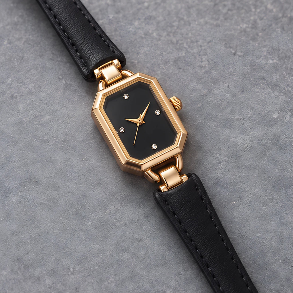 Delphira Women's Leather-Strap Quartz Watch - Black - Women's Accessories > Watches > Rectangular Quartz Watches - Eric Muller - Image 2